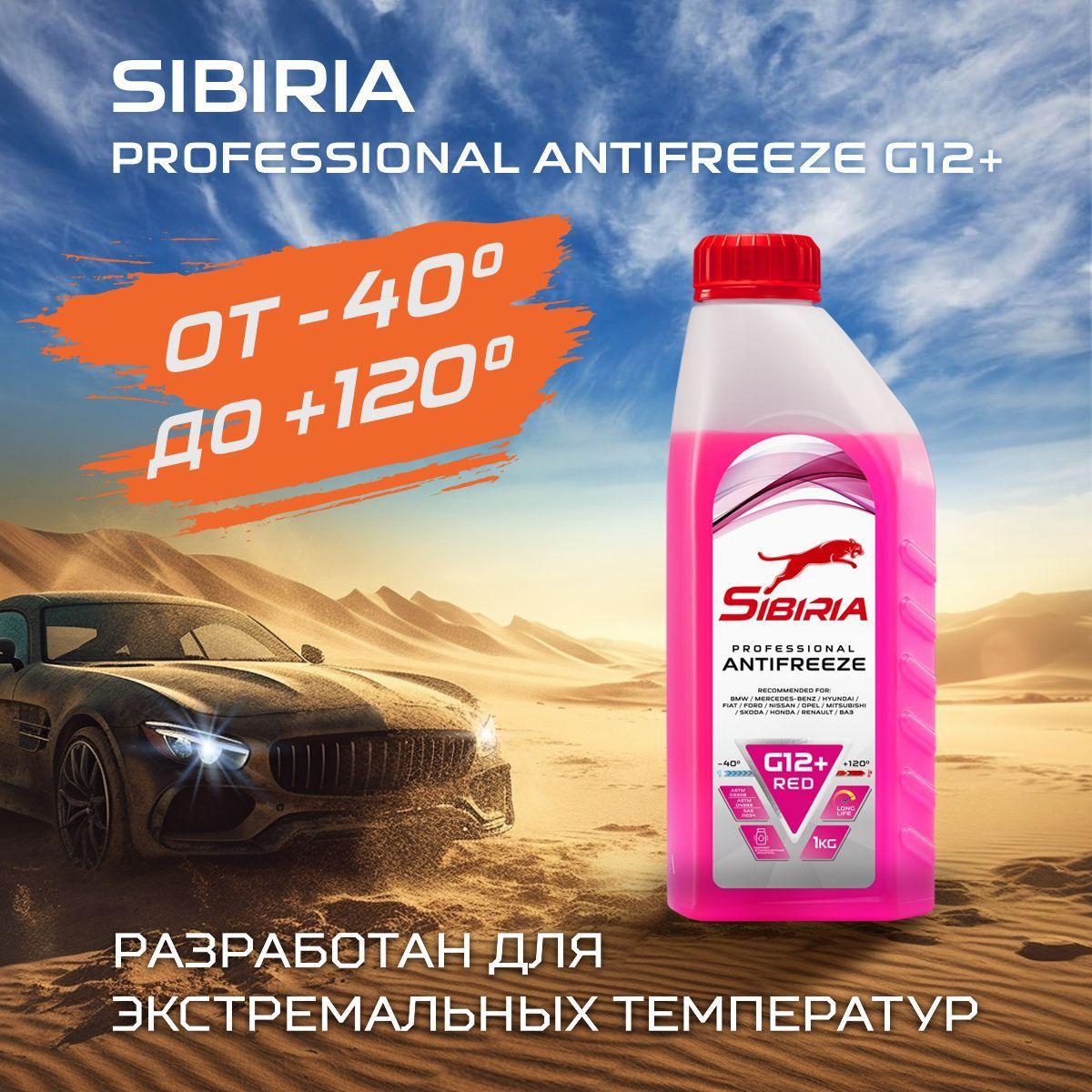 Sibiria | Антифриз для двигателя автомобиля SIBIRIA ANTIFREEZE G12+ (-40), охлаждающая жидкость Сибирия в авто, от -40С до +120С, карбоксилатный красный G12+ 1 кг, готовый к применению