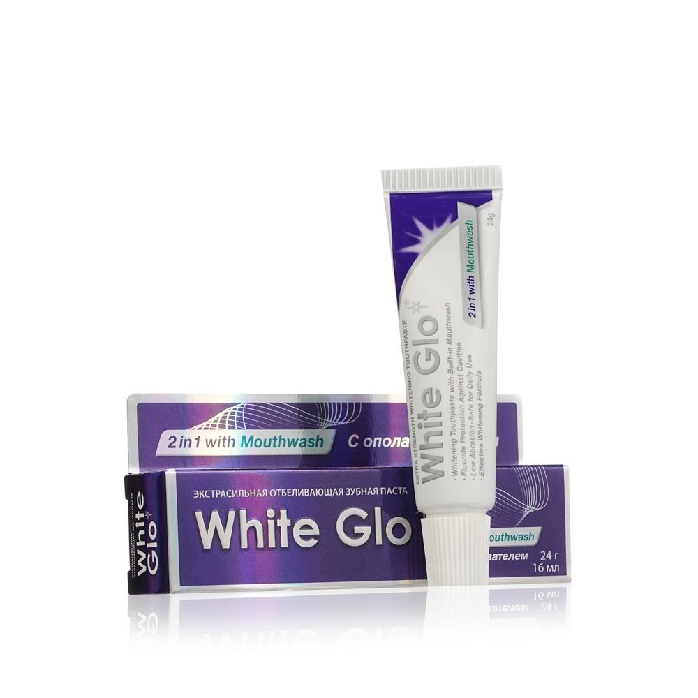 White Glo | Отбеливающая зубная паста White Glo 2 в 1 с ополаскивателем 24г