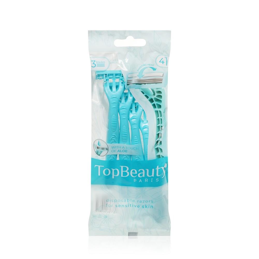 TopBeauty | Женские одноразовые станки для бритья TopBeauty 3 лезвия 4шт