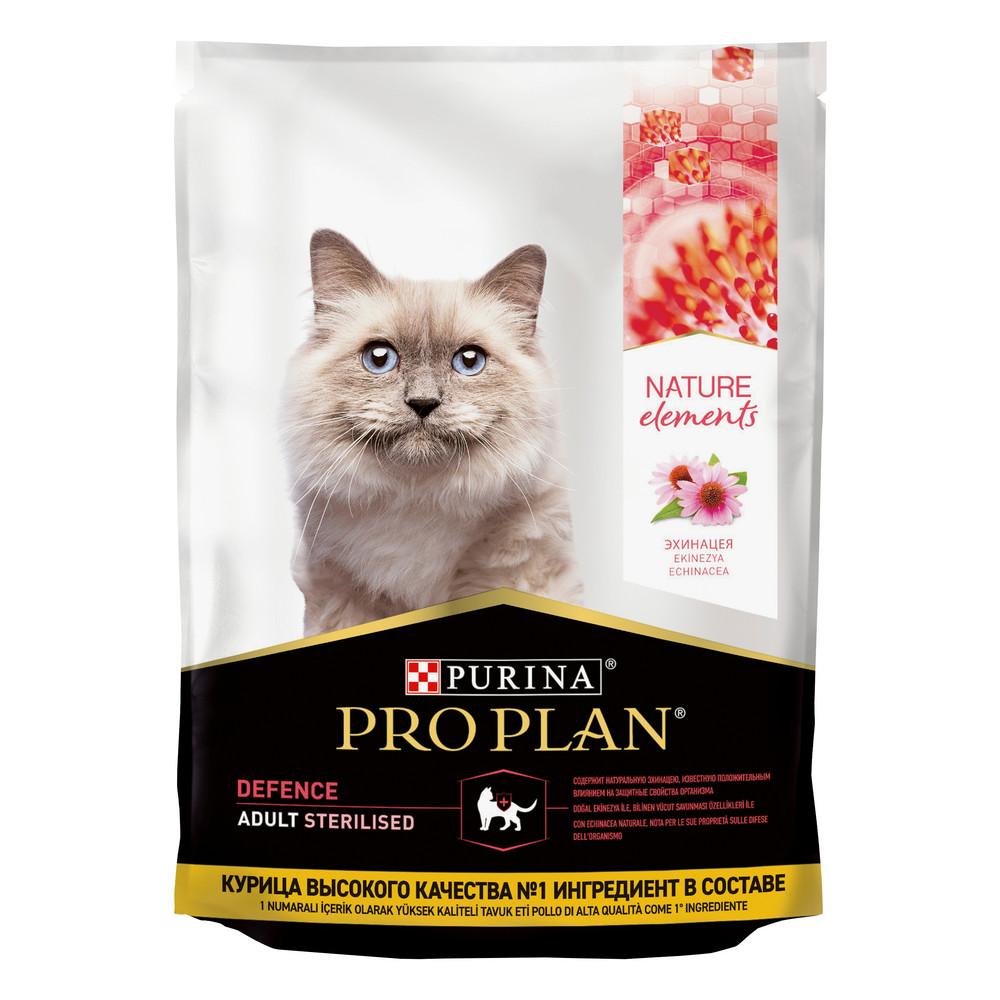 ProPlan Nature Elements Сухой корм для взрослых стерилизованных кошек и кастрированных котов, с курицей, 200 г