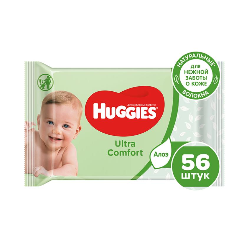 HUGGIES | Салфетки влажные `HUGGIES` ULTRA COMFORT Алоэ 56 шт