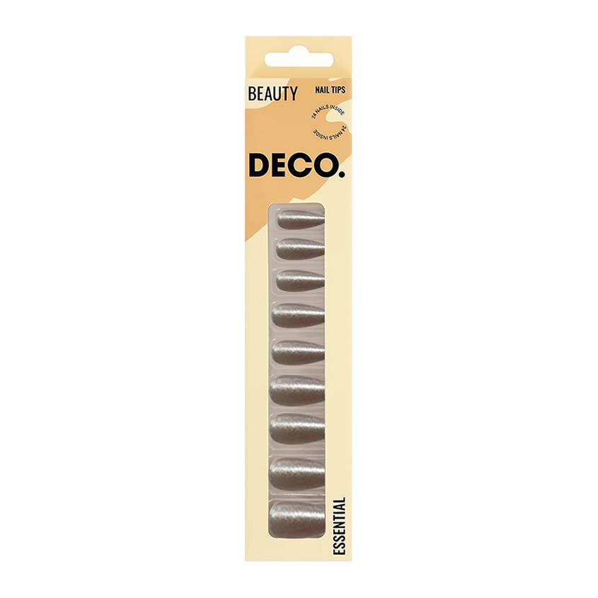 DECO. | Набор накладных ногтей с клеевыми стикерами `DECO.` ESSENTIAL beige (24 шт + клеевые стикеры 24 шт)