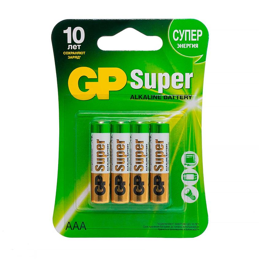 GP | Батарейка `GP` SUPER ALKALINE Алкалиновые 24А ААA 4 шт