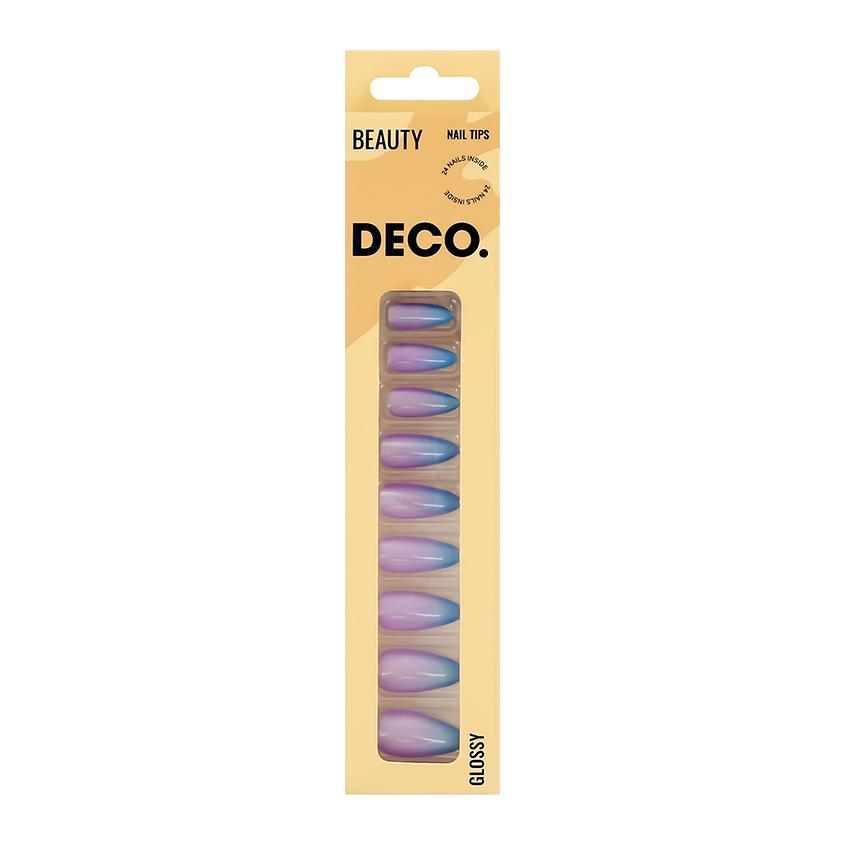 DECO. | Набор накладных ногтей с клеевыми стикерами `DECO.` BEAUTY glossy violet shine (24 шт + клеевые стикеры 24 шт)