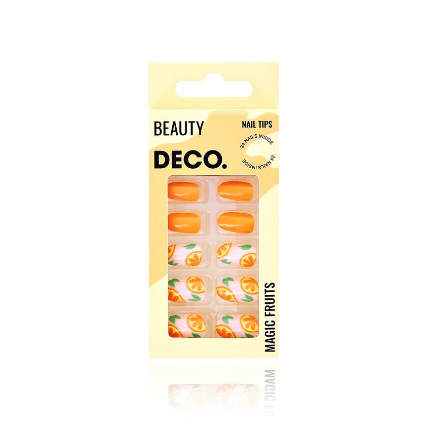 DECO. | Набор накладных ногтей с клеевыми стикерами `DECO.` MAGIC FRUITS orange (24 + клеевые стикеры 24 шт)